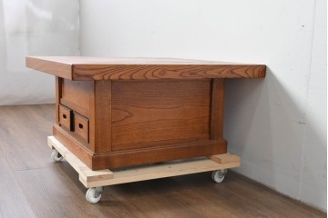 中古　美品　2杯の引き出しが付いた収納付きの囲炉裏テーブル　(R-085124)