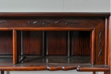 和製ヴィンテージ　花梨　松の彫刻が映える六尺サイズの飾り棚　(R-085126)