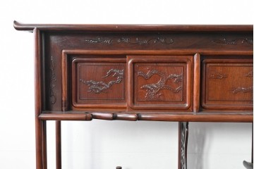 和製ヴィンテージ　花梨　松の彫刻が映える六尺サイズの飾り棚　(R-085126)