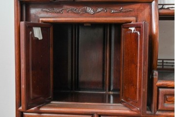 和製ヴィンテージ　花梨　松の彫刻が映える六尺サイズの飾り棚　(R-085126)