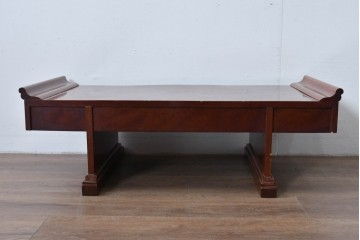 和製アンティーク　上手物　総欅(ケヤキ)材　漆塗り　落ち着いた漆の艶が美し筆返し付きの文机　(R-085127)