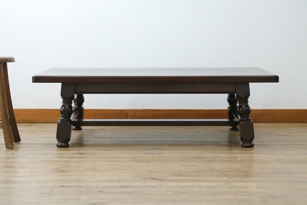 中古　超美品!!　特注品　松本民芸家具　クラシカルな佇まいが美しい座卓　定価約29万円　(R-085146)