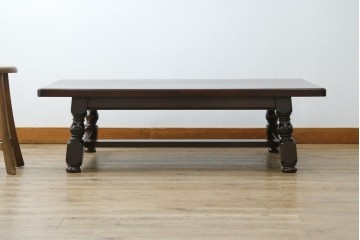中古　超美品!!　特注品　松本民芸家具　クラシカルな佇まいが美しい座卓　定価約29万円　(R-085146)