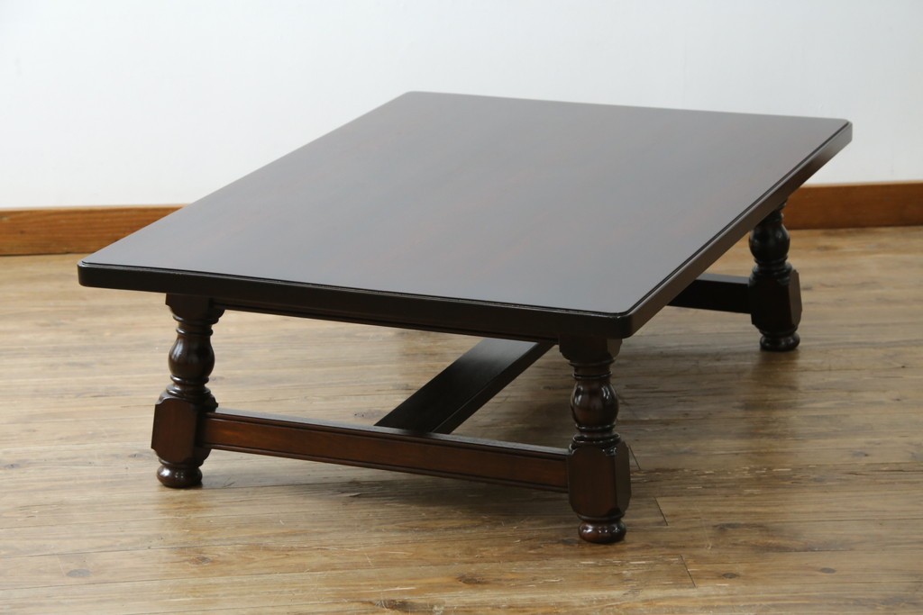 中古　超美品!!　特注品　松本民芸家具　クラシカルな佇まいが美しい座卓　定価約29万円　(R-085146)