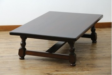 中古　超美品!!　特注品　松本民芸家具　クラシカルな佇まいが美しい座卓　定価約29万円　(R-085146)