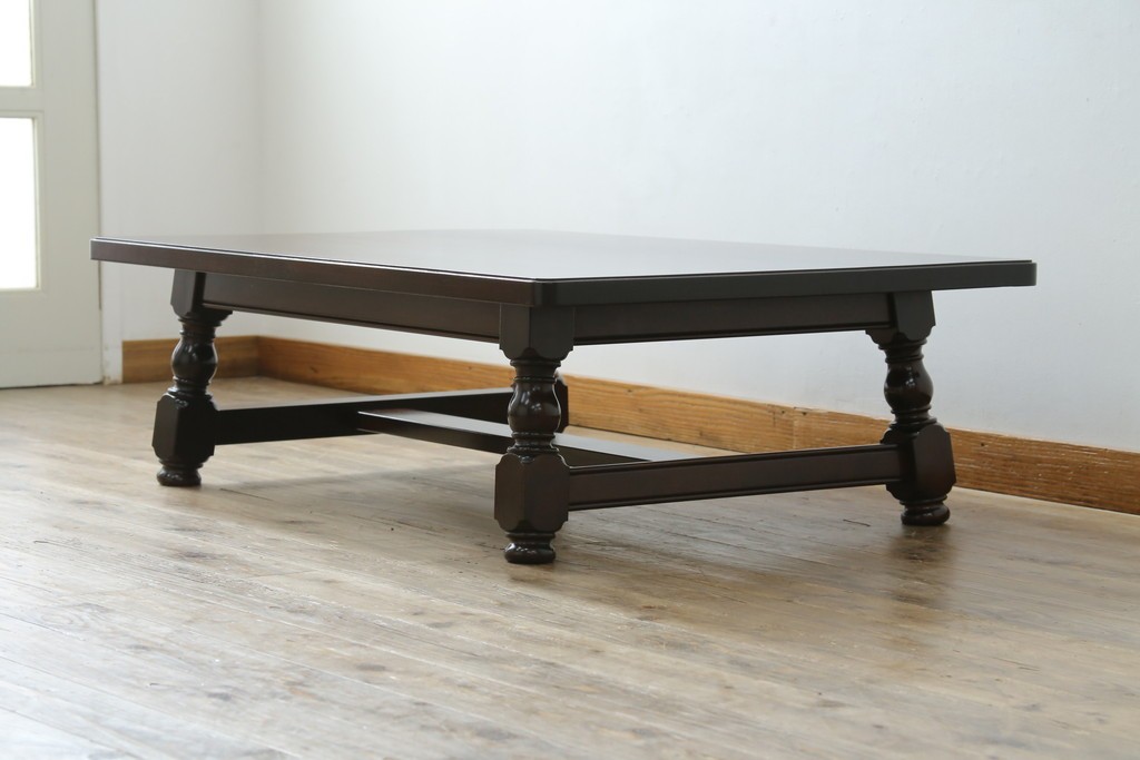 中古　超美品!!　特注品　松本民芸家具　クラシカルな佇まいが美しい座卓　定価約29万円　(R-085146)