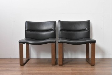 中古　美品　CONDE HOUSE(カンディハウス)　BOLS(ボルス)　革　広い座面とワイドな背もたれがホールド感をつくりだすダイニングチェア2脚　セット定価約32万円相当　(R-085147)