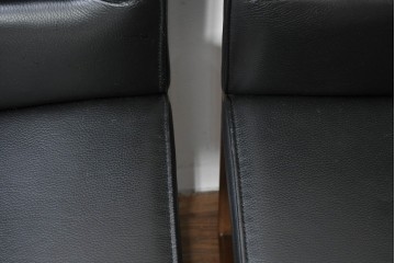 中古　美品　CONDE HOUSE(カンディハウス)　BOLS(ボルス)　革　広い座面とワイドな背もたれがホールド感をつくりだすダイニングチェア2脚　セット定価約32万円相当　(R-085147)