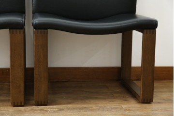 中古　美品　CONDE HOUSE(カンディハウス)　BOLS(ボルス)　革　広い座面とワイドな背もたれがホールド感をつくりだすダイニングチェア2脚　セット定価約32万円相当　(R-085148)