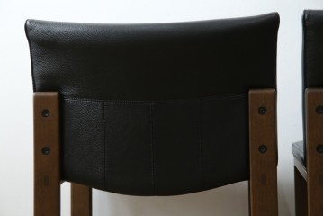 中古　美品　CONDE HOUSE(カンディハウス)　BOLS(ボルス)　革　広い座面とワイドな背もたれがホールド感をつくりだすダイニングチェア2脚　セット定価約32万円相当　(R-085148)