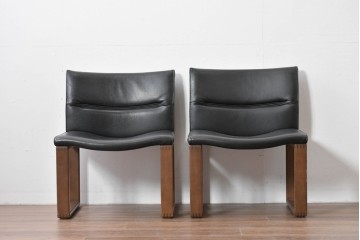 中古　美品　CONDE HOUSE(カンディハウス)　BOLS(ボルス)　革　広い座面とワイドな背もたれがホールド感をつくりだすダイニングチェア2脚　セット定価約32万円相当　(R-085148)