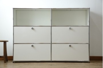 中古　美品　スイス　USMハラー(USM Haller)　ホームオフィスにもおすすめなモジュール式3段キャビネット　定価約47万2千円相当　(R-085150)