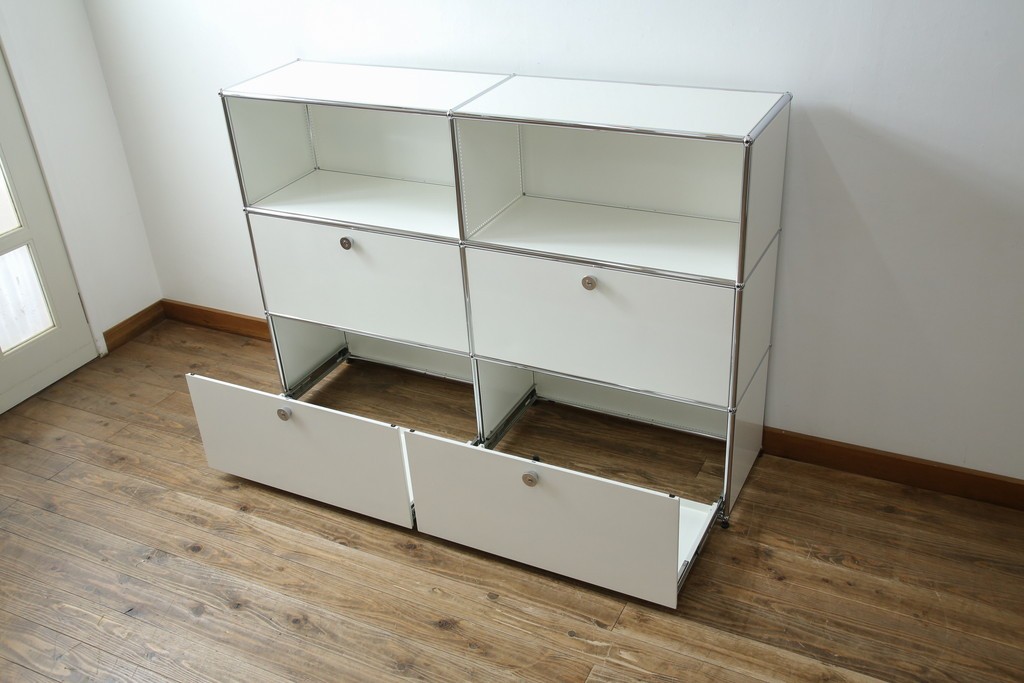 中古　美品　スイス　USMハラー(USM Haller)　ホームオフィスにもおすすめなモジュール式3段キャビネット　定価約47万2千円相当　(R-085150)