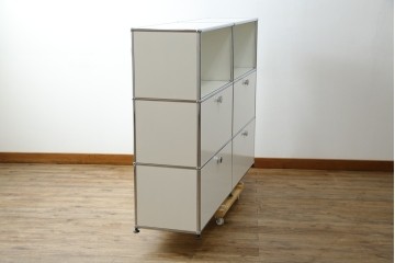 中古　美品　スイス　USMハラー(USM Haller)　モジュール構造の3段キャビネット　定価約47万2千円　(R-085151)