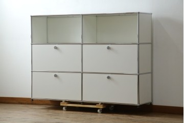 中古　美品　スイス　USMハラー(USM Haller)　モジュール構造の3段キャビネット　定価約47万2千円　(R-085151)