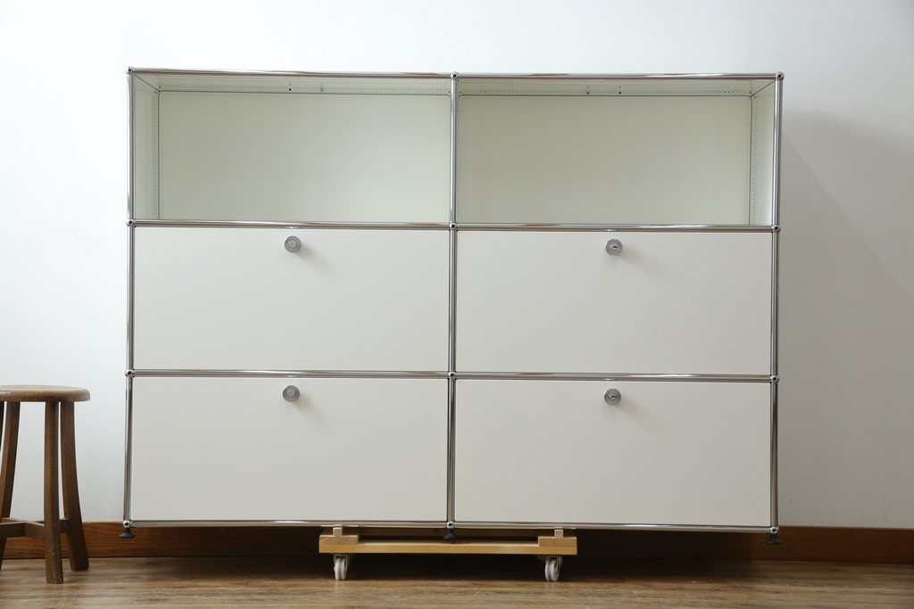 中古　美品　スイス　USMハラー(USM Haller)　モジュール構造の3段キャビネット　定価約47万2千円　(R-085151)