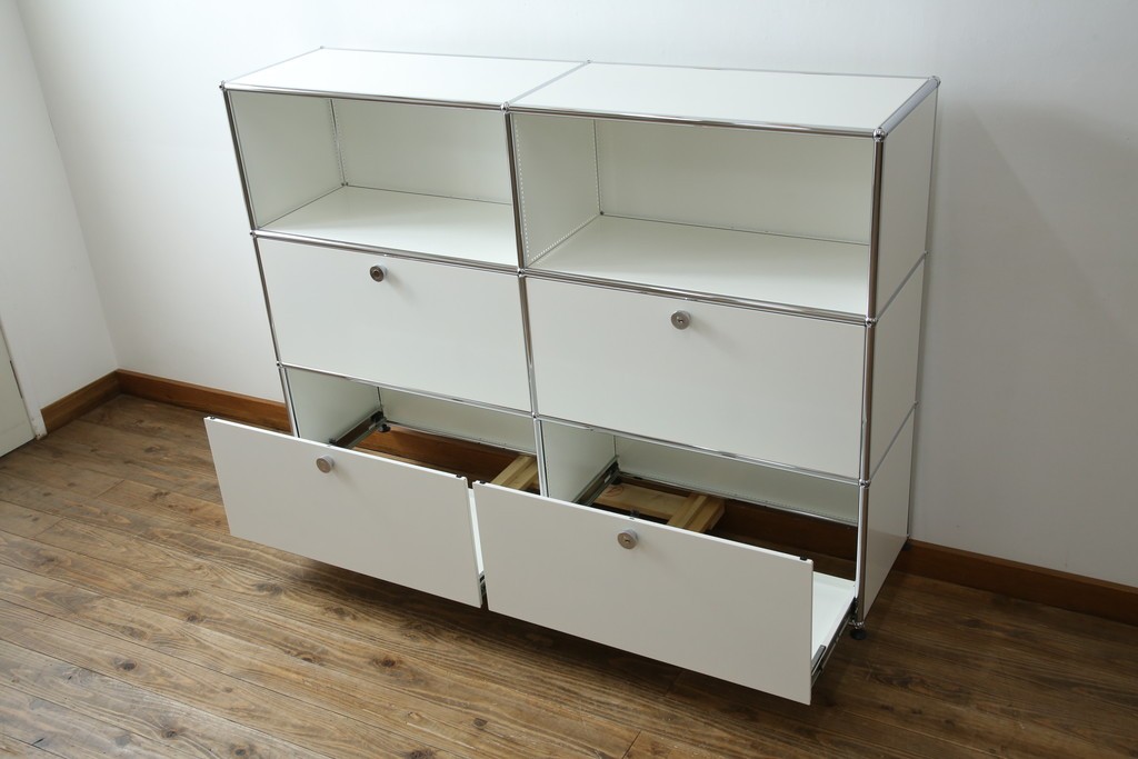 中古　美品　スイス　USMハラー(USM Haller)　モジュール構造の3段キャビネット　定価約47万2千円　(R-085151)