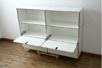 中古　美品　スイス　USMハラー(USM Haller)　モジュール構造の3段キャビネット　定価約47万2千円　(R-085151)