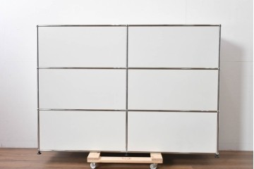 中古　美品　スイス　USMハラー(USM Haller)　モジュール構造の3段キャビネット　定価約47万2千円相当　(R-085151)