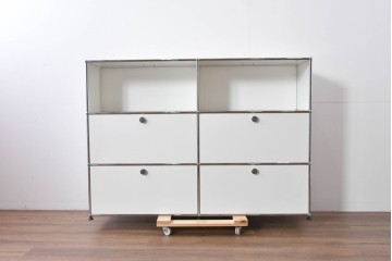 中古　美品　スイス　USMハラー(USM Haller)　モジュール構造の3段キャビネット　定価約47万2千円相当　(R-085151)