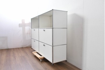 中古　美品　スイス　USMハラー(USM Haller)　モジュール構造の3段キャビネット　定価約47万2千円相当　(R-085151)