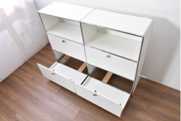 中古　美品　スイス　USMハラー(USM Haller)　モジュール構造の3段キャビネット　定価約47万2千円相当　(R-085151)