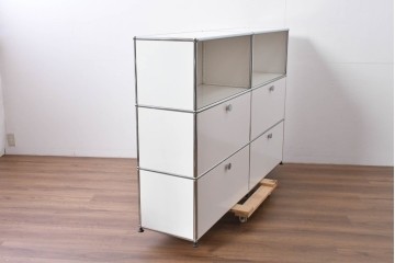 中古　美品　スイス　USMハラー(USM Haller)　モジュール構造の3段キャビネット　定価約47万2千円相当　(R-085151)