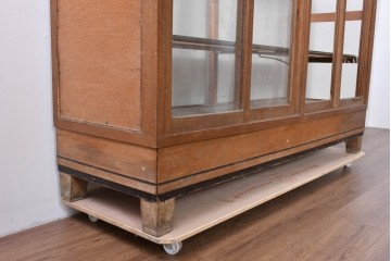 和製ヴィンテージ　ナラ材　時を重ねて生まれた木の味わいが魅力のガラスケース　(R-085152)