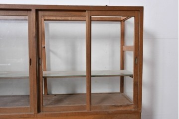 和製ヴィンテージ　ナラ材　時を重ねて生まれた木の味わいが魅力のガラスケース　(R-085152)