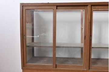 和製ヴィンテージ　ナラ材　時を重ねて生まれた木の味わいが魅力のガラスケース　(R-085152)