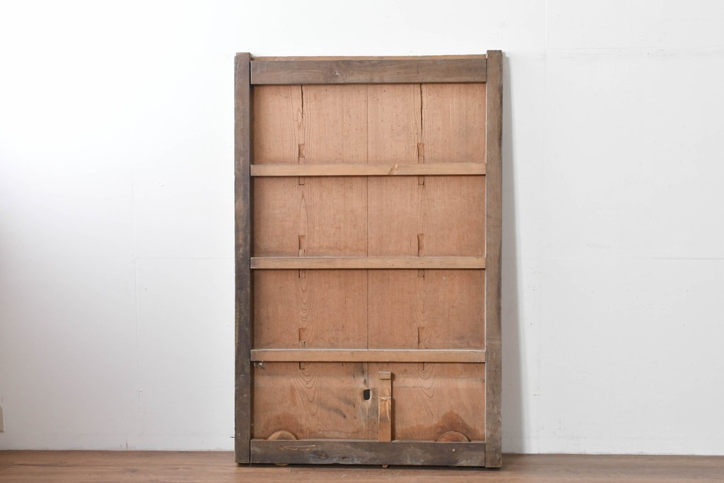 アンティーク建具　明治～大正　欅(ケヤキ)材　栗材　長い年月を経た木肌が味わい深い蔵戸1枚　(R-085160)