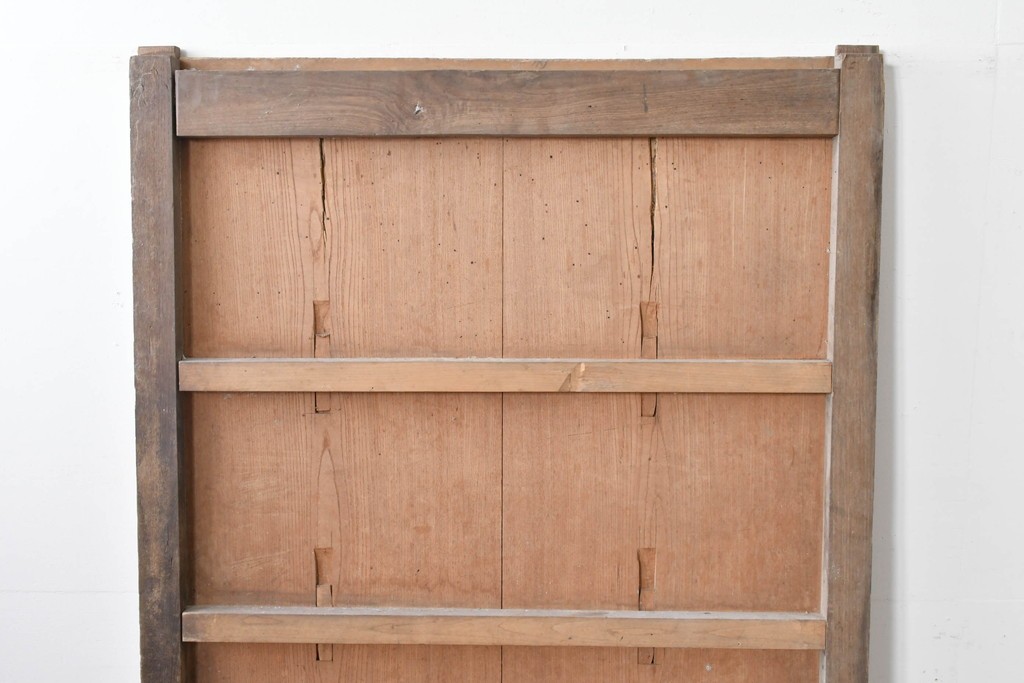 アンティーク建具　明治～大正　欅(ケヤキ)材　栗材　長い年月を経た木肌が味わい深い蔵戸1枚　(R-085160)