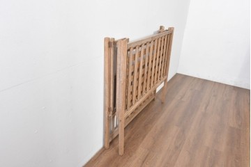 和製アンティーク　時代物　希少　ナラ材　素朴な木肌が魅力の折り畳み式ベビーベッド　(R-085163)