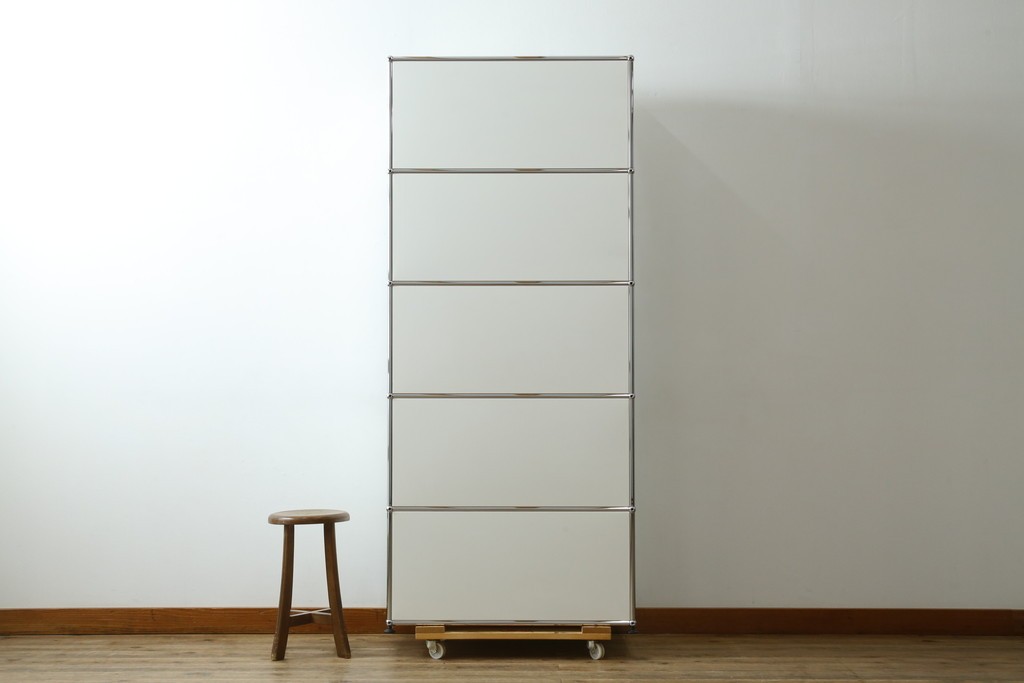 中古　美品　スイス　USMハラー(USM Haller)　モジュール構造の5段シェルフ　定価約35万5千円　(R-085164)