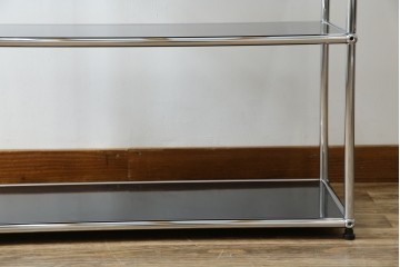中古　美品　スイス　USMハラー(USM Haller)　クロームフレームにブラックの棚板を組み合わせたシンプルなオープンラック　定価約14万6千円　(R-085168)
