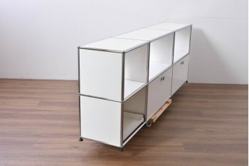 中古　美品　スイス　USMハラー(USM Haller)　モジュール構造のオープンサイドボード　定価約38万4千円相当　(R-085169)