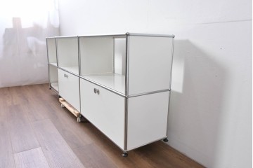 中古　美品　スイス　USMハラー(USM Haller)　モジュール構造のオープンサイドボード　定価約38万4千円相当　(R-085169)