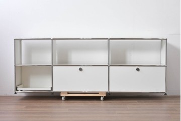 中古　美品　スイス　USMハラー(USM Haller)　モジュール構造のオープンサイドボード　定価約38万4千円相当　(R-085169)