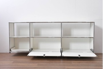 中古　美品　スイス　USMハラー(USM Haller)　モジュール構造のオープンサイドボード　定価約38万4千円相当　(R-085169)