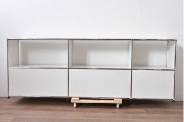 中古　美品　スイス　USMハラー(USM Haller)　モジュール構造のオープンサイドボード　定価約38万4千円相当　(R-085169)