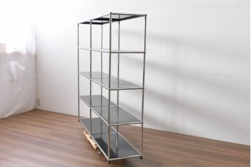 中古　美品　スイス　USMハラー(USM Haller)　クロームフレームが映える開放的なデザインのオープンラック　定価約26万円相当　(R-085170)