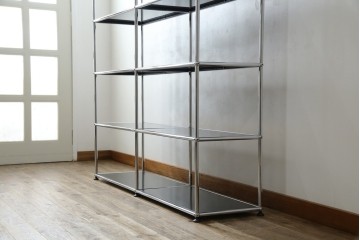 中古　美品　スイス　USMハラー(USM Haller)　クロームフレームが映える開放的なデザインのオープンラック　定価約26万円　(R-085170)