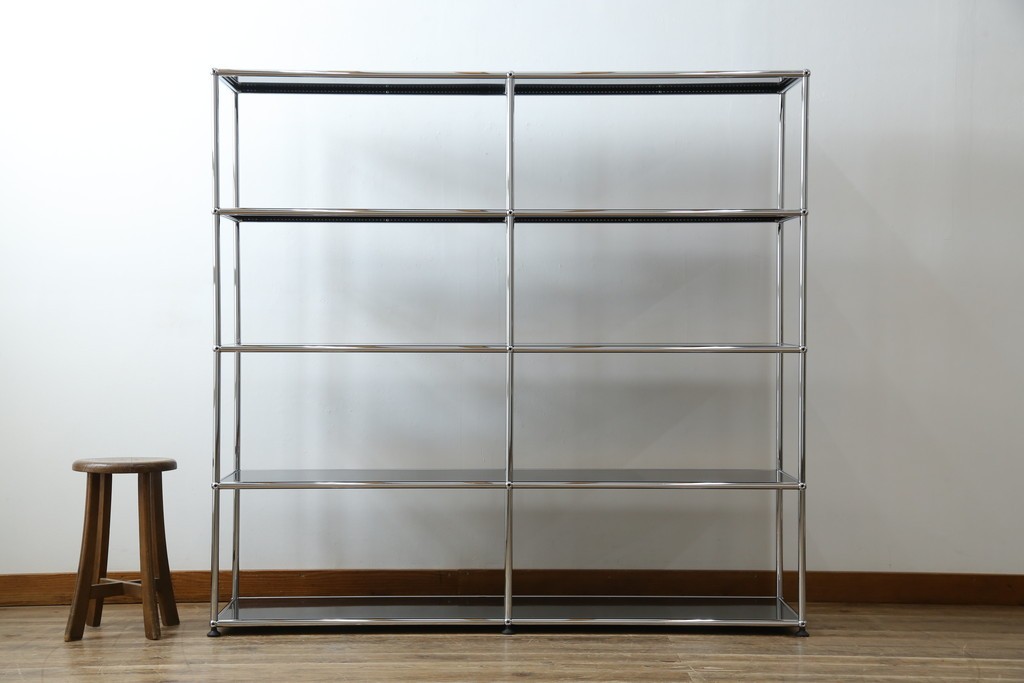 中古　美品　スイス　USMハラー(USM Haller)　クロームフレームが映える開放的なデザインのオープンラック　定価約26万円　(R-085170)