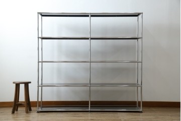 中古　美品　スイス　USMハラー(USM Haller)　クロームフレームが映える開放的なデザインのオープンラック　定価約26万円　(R-085170)