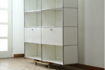 中古　美品　スイス　USMハラー(USM Haller)　ホームオフィスにもおすすめなスッキリとしたデザインの5段シェルフ　定価約63万1千円　(R-085171)
