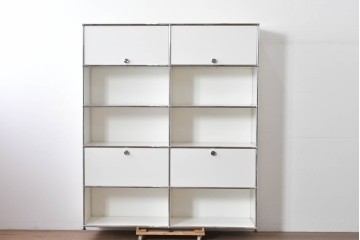中古　美品　スイス　USMハラー(USM Haller)　ホームオフィスにもおすすめなスッキリとしたデザインの5段シェルフ　定価約63万1千円相当　(R-085171)