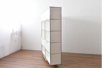 中古　美品　スイス　USMハラー(USM Haller)　ホームオフィスにもおすすめなスッキリとしたデザインの5段シェルフ　定価約63万1千円相当　(R-085171)