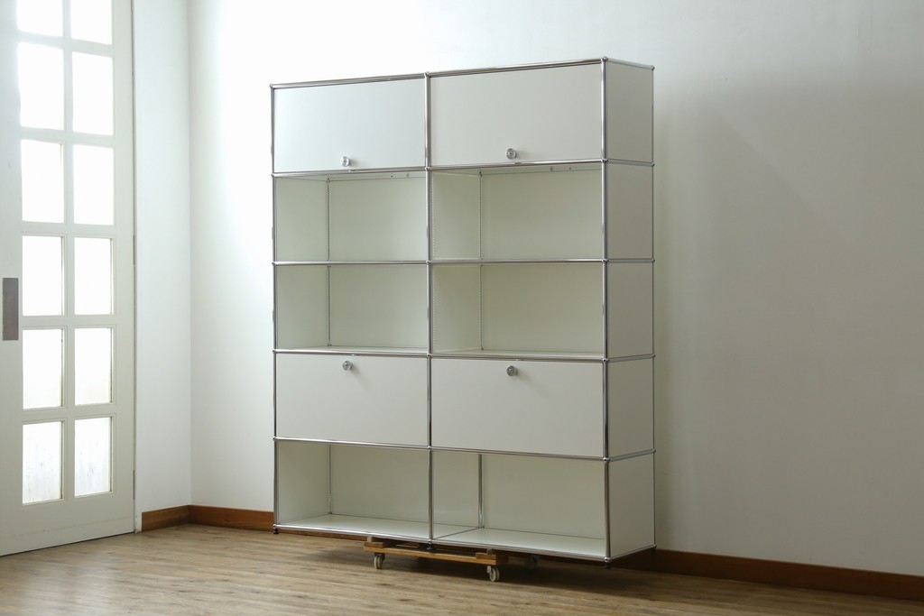 中古　美品　スイス　USMハラー(USM Haller)　ホームオフィスにもおすすめなスッキリとしたデザインの5段シェルフ　定価約63万1千円　(R-085172)