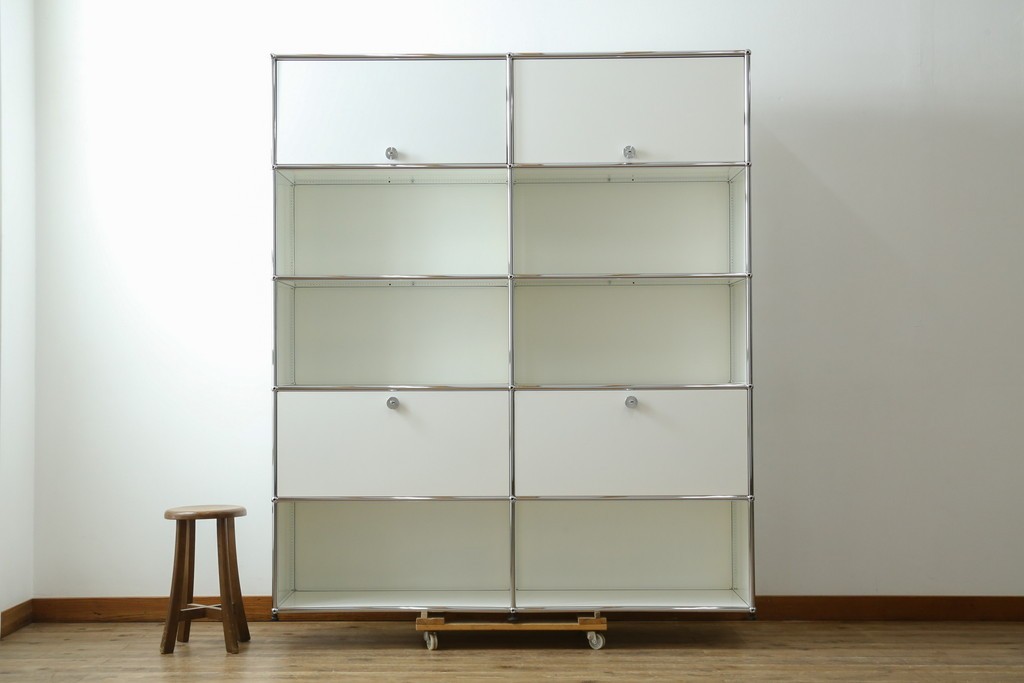 中古　美品　スイス　USMハラー(USM Haller)　ホームオフィスにもおすすめなスッキリとしたデザインの5段シェルフ　定価約63万1千円　(R-085172)