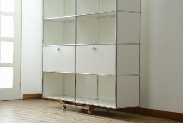 中古　美品　スイス　USMハラー(USM Haller)　ホームオフィスにもおすすめなスッキリとしたデザインの5段シェルフ　定価約63万1千円　(R-085172)